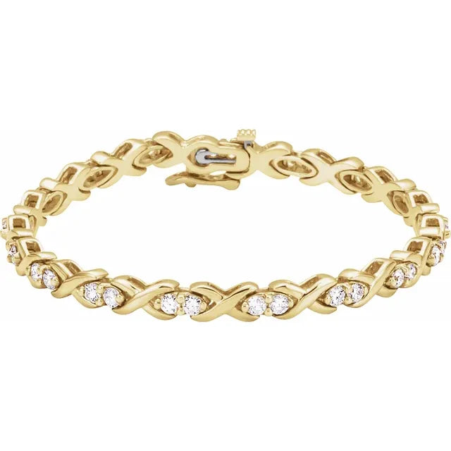 14K Yellow Gold 2 3/8 CTW Natural Diamond Line Bracelet – 7 1/4"