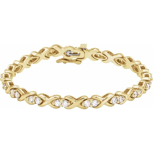 14K Yellow Gold 2 3/8 CTW Natural Diamond Line Bracelet – 7 1/4"