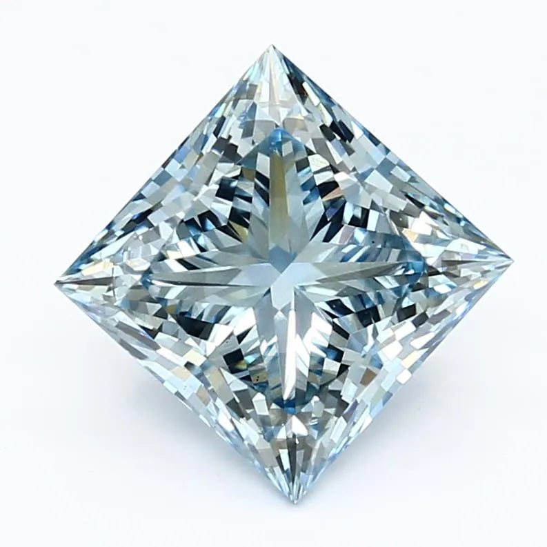 3.50ct Princess Lab Grown Diamond (Colour Fancy Vivid Blue, Clarity VS2, IGI Certified)