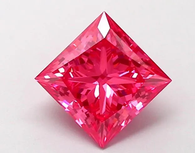 1.33ct Princess Lab Grown Diamond (Colour Fancy Vivid Pink, Clarity VVS2, IGI Certified)