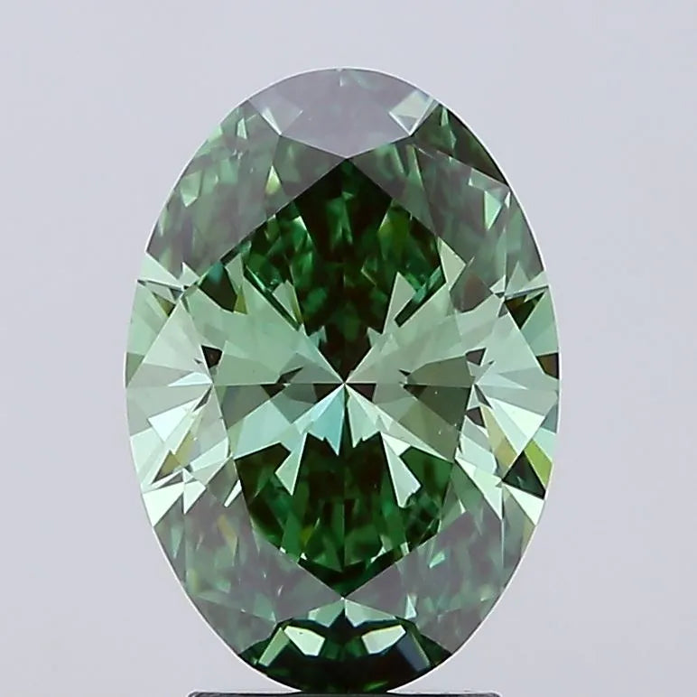 3.02ct Oval Lab Grown Diamond (Colour Fancy Vivid Green, Clarity VS1, IGI Certified)