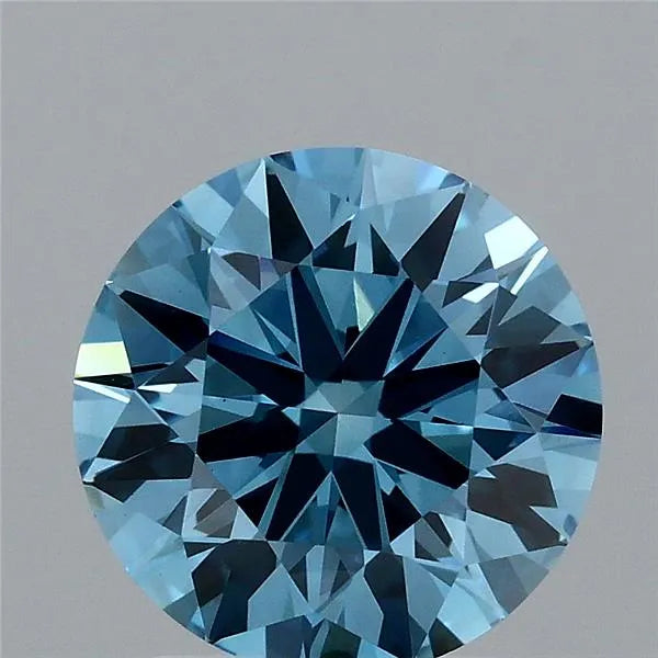 2.09ct Round Lab Grown Diamond (Colour Fancy Vivid Blue, Clarity VS1, Cut ID, IGI Certified)
