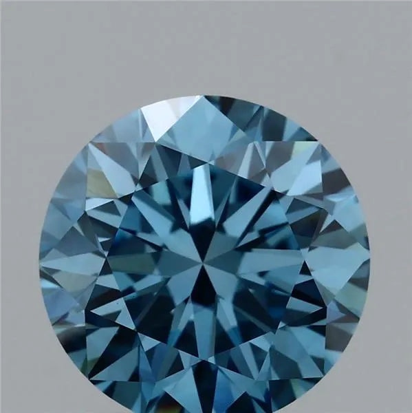 2.18ct Round Lab Grown Diamond (Colour Fancy Vivid Blue, Clarity VS1, Cut EX, IGI Certified)