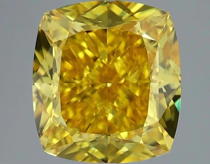 2.20ct Cushion modified Lab Grown Diamond (Colour Fancy Vivid Yellow, Clarity VVS1, IGI Certified)
