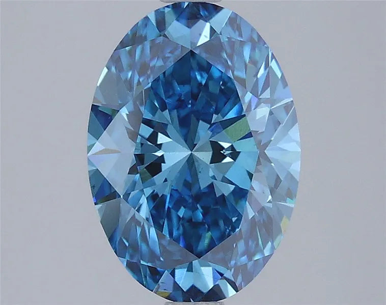 2.51ct Oval Lab Grown Diamond (Colour Fancy Vivid Blue, Clarity VS2, IGI Certified)