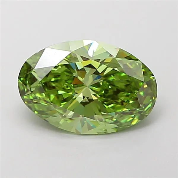 2.53ct Oval Lab Grown Diamond (Colour Fancy Vivid Green, Clarity VVS2, IGI Certified)