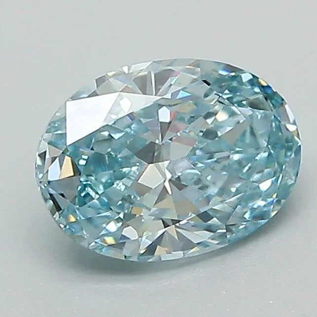 1.08ct Oval Lab Grown Diamond (Colour Fancy Vivid Green Blue, Clarity VS2, IGI Certified)