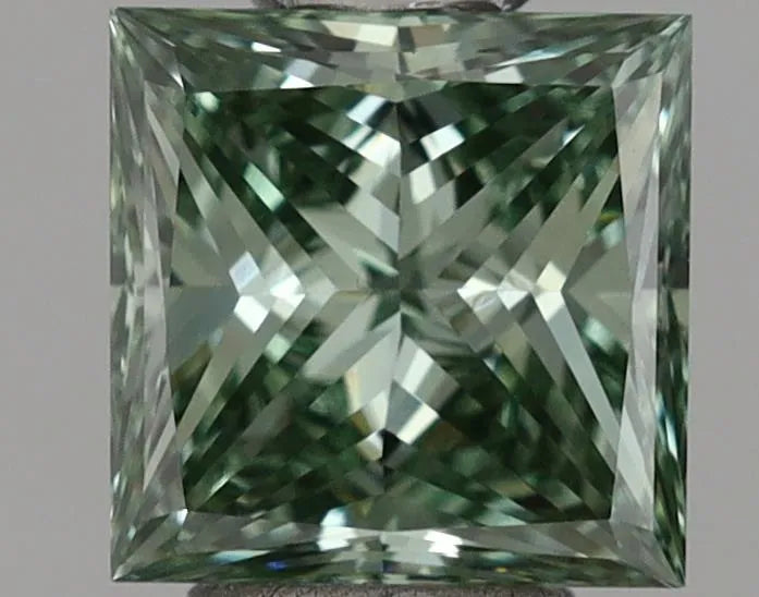 0.46ct Princess Lab Grown Diamond (Colour Fancy Vivid Green, Clarity VVS2, IGI Certified)