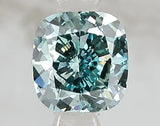 1.02ct Cushion brilliant Lab Grown Diamond (Colour Fancy Vivid Green Blue, Clarity VS1, IGI Certified)