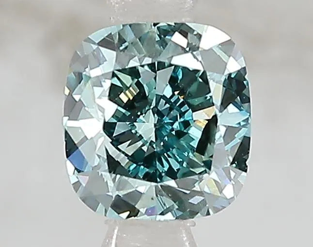 1.02ct Cushion brilliant Lab Grown Diamond (Colour Fancy Vivid Green Blue, Clarity VS1, IGI Certified)