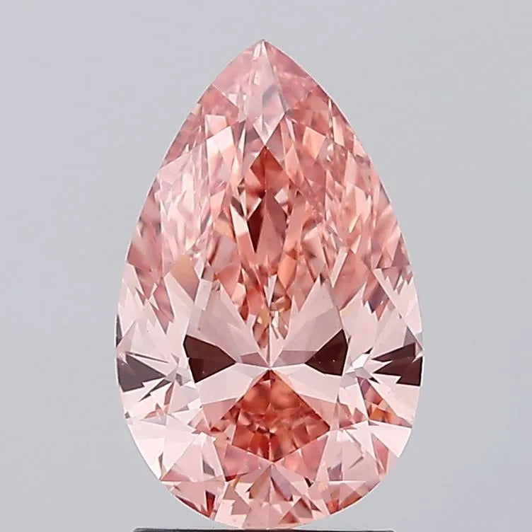 1.97ct Pear Lab Grown Diamond (Colour Fancy Vivid Brownish Pink, Clarity VS1, IGI Certified)