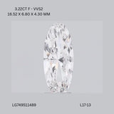 3.22ct Oval Lab Grown Diamond (Colour F, Clarity VVS2, IGI Certified)