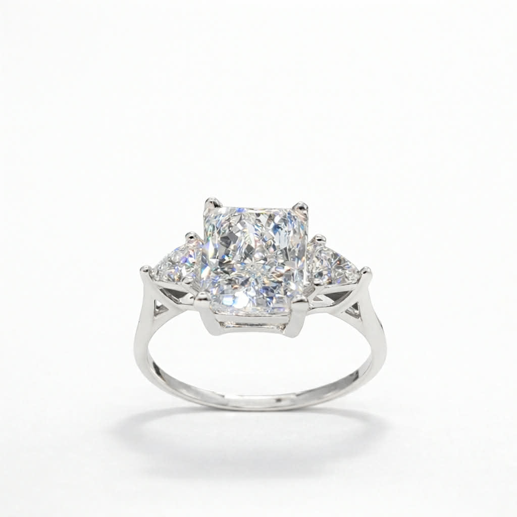 💎 5 1/2 CTW Three-Stone Radiant Diamond Engagement Ring – Custom Made
