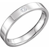14K White .06 CT Natural Diamond Comfort-Fit Flat Band Size 11
