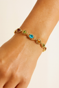 14K Yellow Gold Natural Multi-Gemstone Geometric Link Bracelet – 7 1/2"