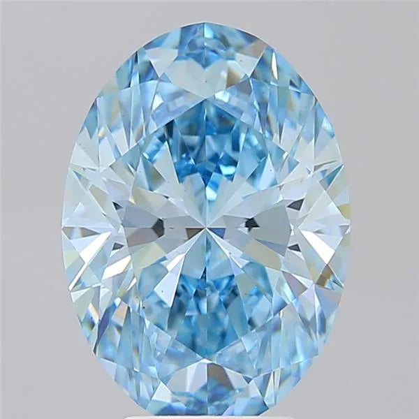 4.53ct Oval Lab Grown Diamond (Colour Fancy Vivid Blue, Clarity VS1, IGI Certified)