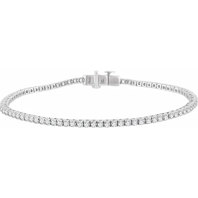 14K White Gold 1 3/4 CTW Natural Diamond Line Bracelet – 7"