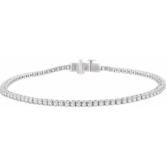14K White Gold 1 3/4 CTW Natural Diamond Line Bracelet – 7"