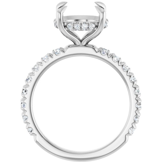 14K White Gold Round Engagement Ring Setting