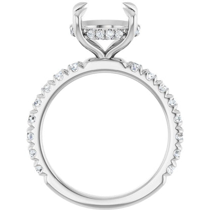 14K White Gold Round Engagement Ring Setting