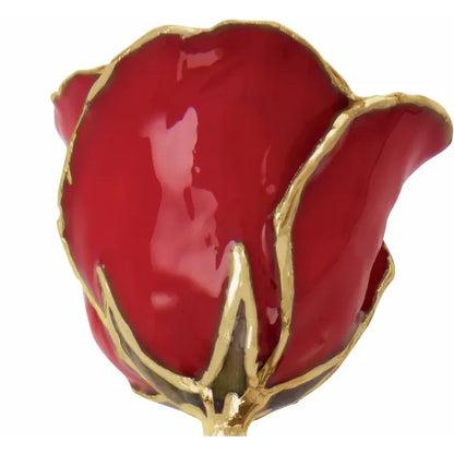 9 Red Lacquered Roses with 24K Gold-Plated Trim