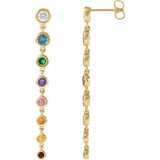14K Gold  Natural Multi-Gemstone & 1/2 CTW Natural Diamond Rainbow Earrings