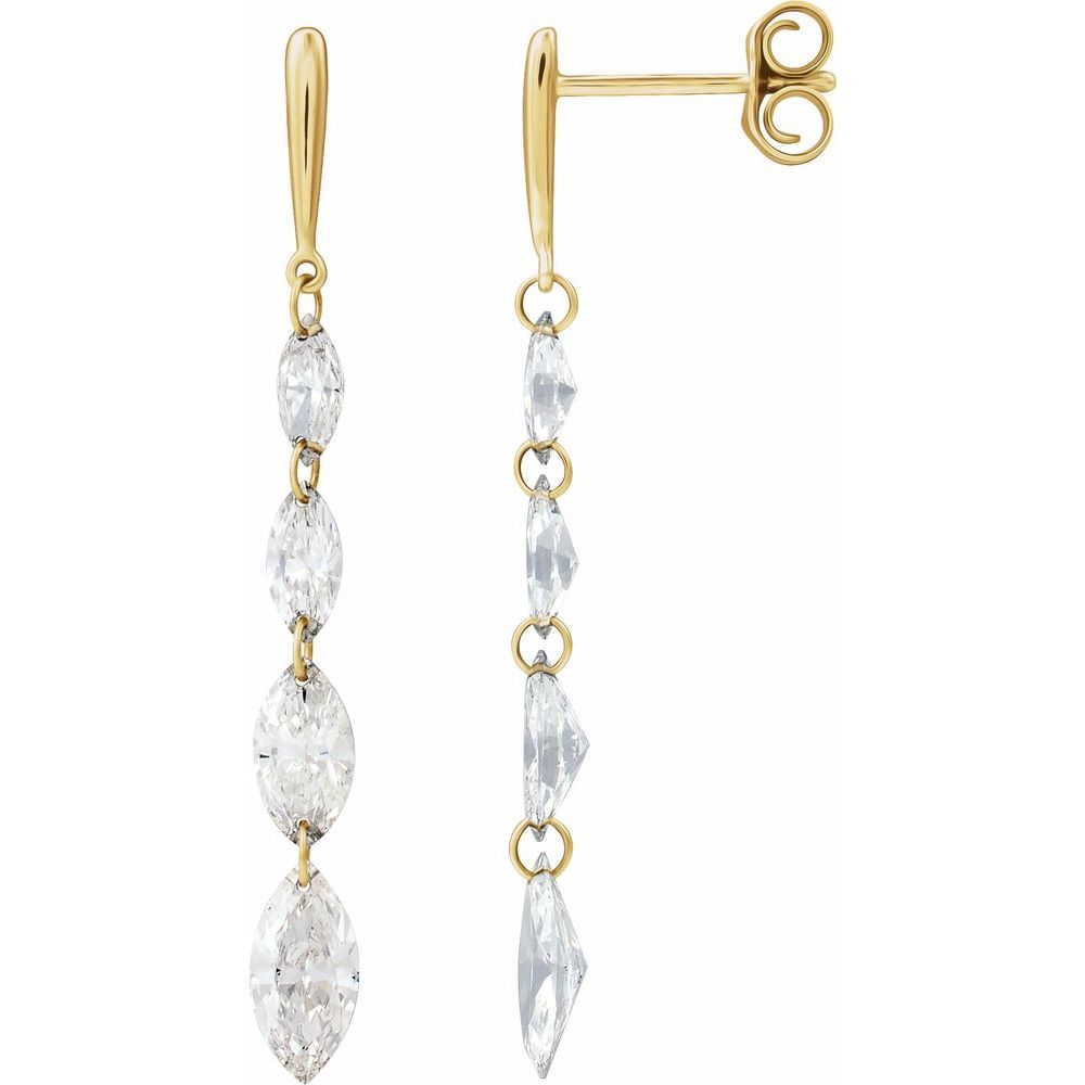 14K Gold 1 1/2 CTW Lab-Grown Diamond Drilled Diamond Earrings