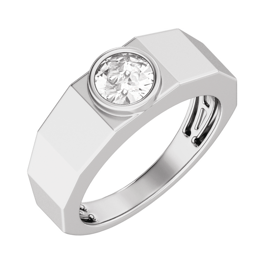 14K 1 CT Lab-Grown Diamond Tapered Man's Band, , Unisex Band