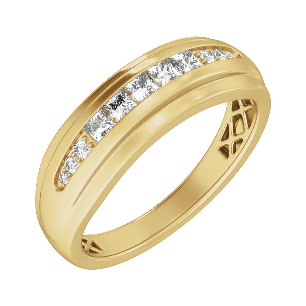 14K ყვითელი 1/2 CTW Lab-Grown Diamond-ის საფეხურებიანი კონუსური მამაკაცის სამაჯური, უნისექსი 