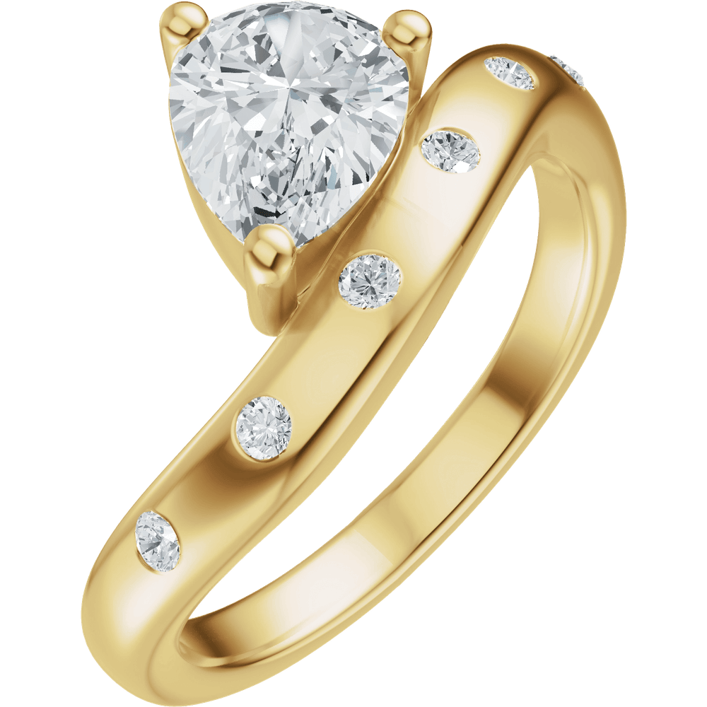 14K Yellow 10x7 mm Pear 1/8 CTW Natural Diamond Engagement Ring