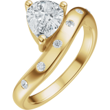 14K Yellow 10x7 mm Pear 1/8 CTW Natural Diamond Engagement Ring