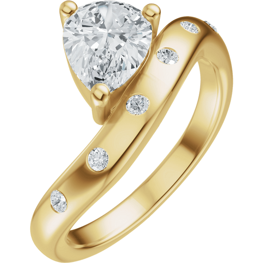 14K Yellow 10x7 mm Pear 1/8 CTW Natural Diamond Engagement Ring