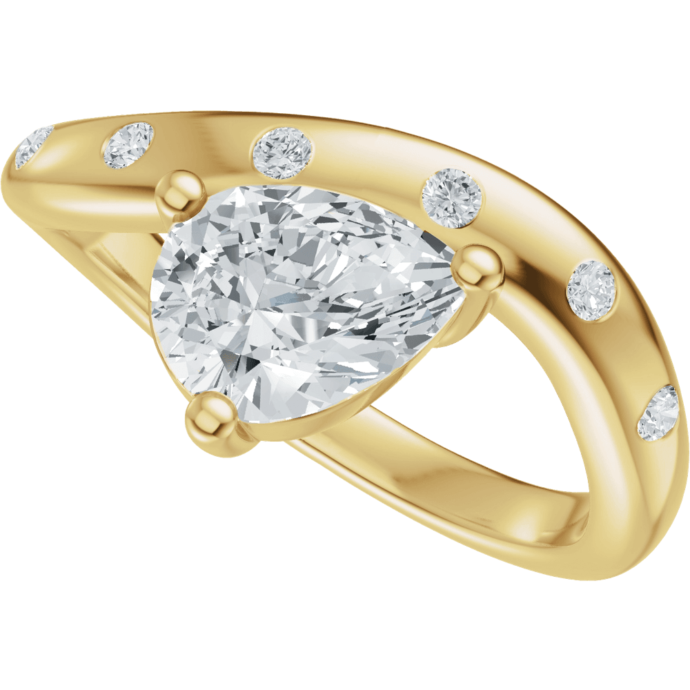 14K Yellow 10x7 mm Pear 1/8 CTW Natural Diamond Engagement Ring