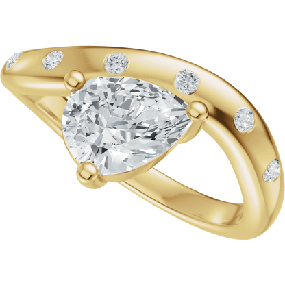 14K Yellow 10x7 mm Pear 1/8 CTW Natural Diamond Engagement Ring