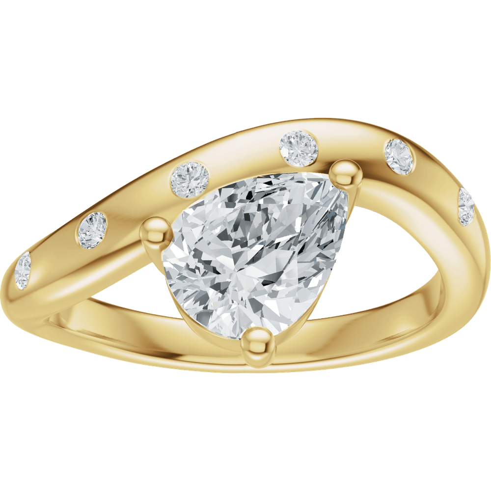 14K Yellow 10x7 mm Pear 1/8 CTW Natural Diamond Engagement Ring