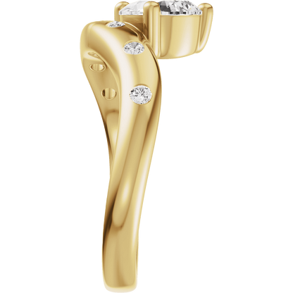 14K Yellow 10x7 mm Pear 1/8 CTW Natural Diamond Engagement Ring