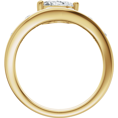 14K Yellow 10x7 mm Pear 1/8 CTW Natural Diamond Engagement Ring