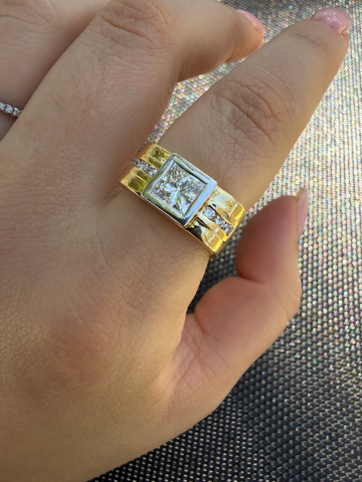 Custom 1.50 CT Princess-Cut Lab-Grown Diamond Two-Tone 18K Gold Ring