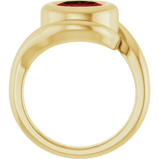 14K Yellow Natural Mozambique Garnet Bypass Ring