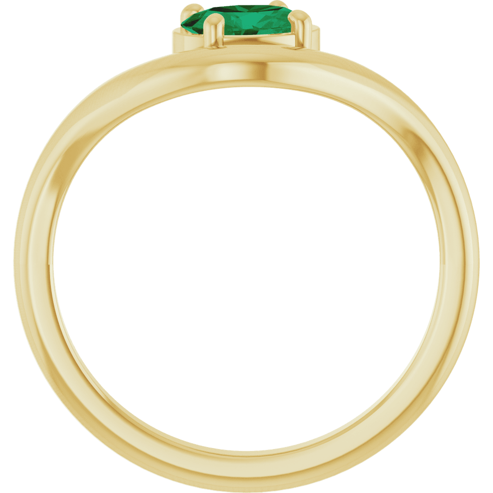 14K Yellow Lab-Grown Emerald Ring