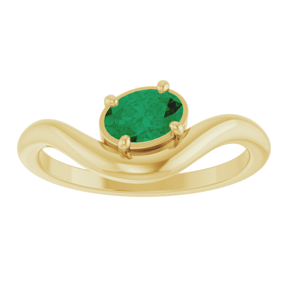 14K Yellow Lab-Grown Emerald Ring