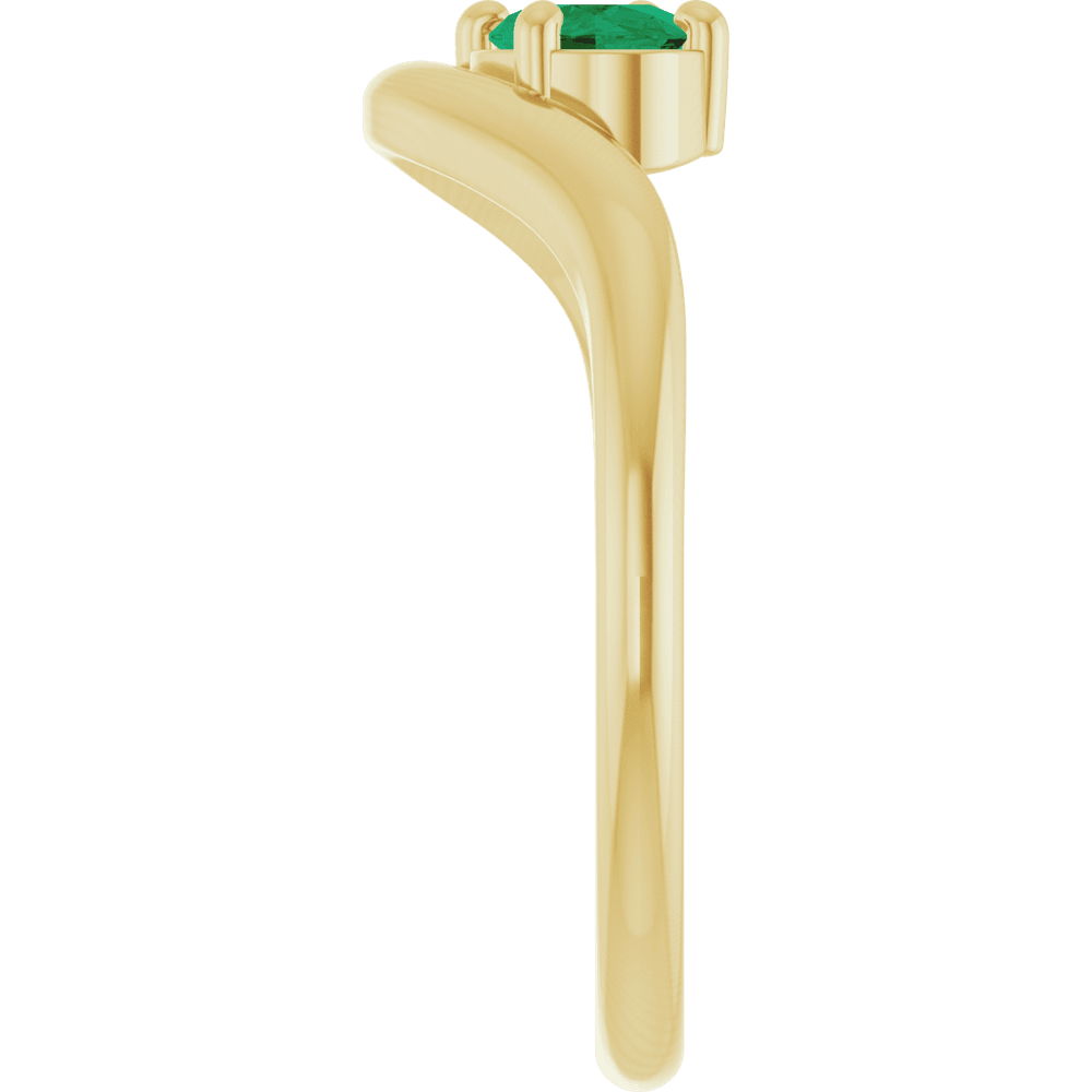 14K Yellow Lab-Grown Emerald Ring