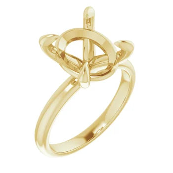 14K Yellow 12x10 mm Oval Solitaire Engagement Ring Setting