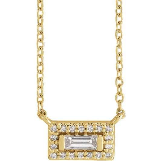 14K Gold 1/10 CTW Natural Diamond Halo-Style  Necklace