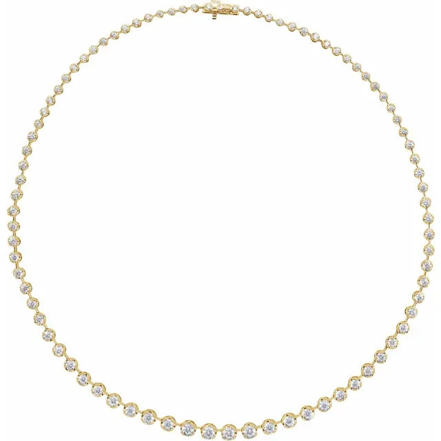 Lab-Grown Diamond Line Necklace 6.75 CTW – 16 Inch Round Diamond Tennis Necklace