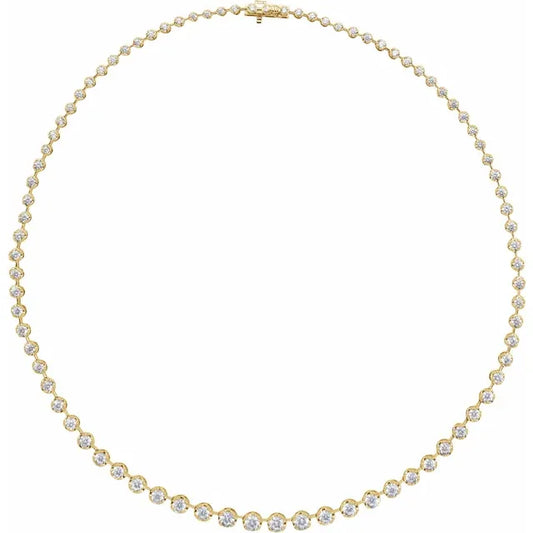 Lab-Grown Diamond Line Necklace 6.75 CTW – 16 Inch Round Diamond Tennis Necklace