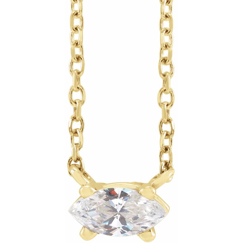 14K ყვითელი ოქროს 1/4 CT ნატურალური ბრილიანტის სოლიტერის 16-18" ყელსაბამი
