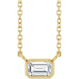 14K ოქროს 1/3 CT ზურმუხტისფერი ჭრით, ლაბორატორიაში მოყვანილი ბრილიანტის ყელსაბამი, ბეზელის კომპლექტი, 18" ჯაჭვი