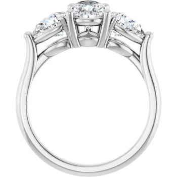 14K White Gold Three-Stone Pear Diamond Engagement Ring – G/VS