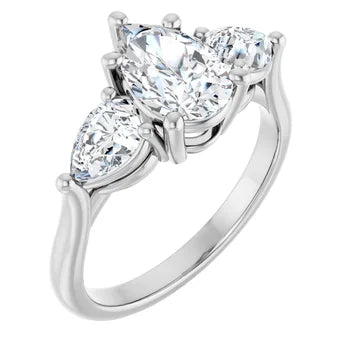 14K White Gold Three-Stone Pear Diamond Engagement Ring – G/VS